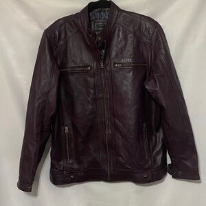 EAST INDIA LEATHER CO WO SIZE XL Purple Leather Jacket with Zipper Details EUC